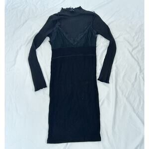 allsaints black long sleeve midi dress